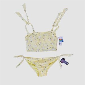 No Boundaries  NWT Butter Yellow Flower Floral Tankini Bikini S
